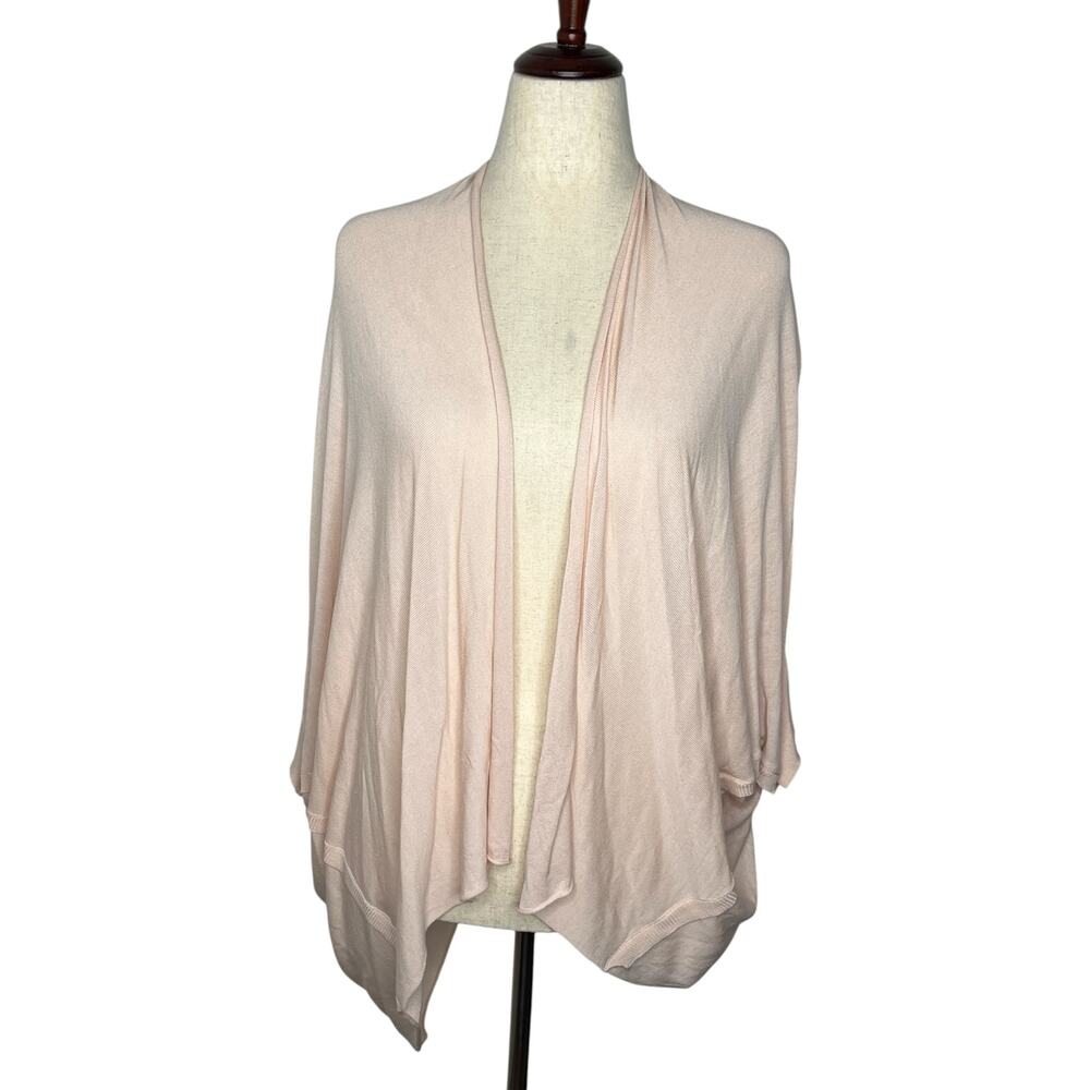 Planet by Lauren G Womens Cardigan OSFA Light Pink Viscose Knit Open Lagenlook
